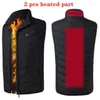 Men's Vests Men's Heating Vest Puffer USB Sleeveless Jacket Men Winter Electric Heated Waistcoat Down Coat Techwear