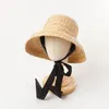 Шапки X239 Детская соломенная шляпа от солнца из рафии, тканая вручную лафитовая ретро плоская вершина со складными полями для мальчиков и девочек, дорожная кепка