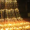 Strings Thrisdar 3x3M/6x3M/3x6M Christmas LED Waterfall Curtain Fairy Light Meteor Shower Rain Wedding Wall Icicle Garland