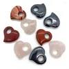 Pendant Necklaces Natural Stone Powder Crystal 30x30mm Exquisite Hematite Peach Heart Charm Jewelry Making DIY Necklace Accessorie