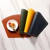 Tapis de table en forme d'éventail bicolore napperon en cuir PVC tapis occidental anti-dérapant double face El bol