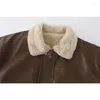 Abrigos de trinchera para mujer Chaqueta de cuero gruesa y cálida de gran tamaño con cremallera de retales de invierno para mujer con piel en el interior Abrigo largo forrado de imitación Manga Outwear