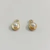 Pendant Necklaces 10 14MM 50Pcs/Pack Imitation Pearl Round Shape KC Gold Charms Alloy Beads Jewelry Pendants