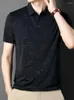 Polos masculinos 2022 Primavera Summer Men Smart Casual Casual Camisas Male Male Turn Down Collar Manga curta Algodão marinho azul preto preto impressão