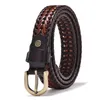 Belts 2022 Lovers Belt Cowhide Women Hand Woven Men Retro Breathable Needle Buckle Trouser Fashion Brand High Quality Black Brown