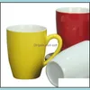 Mugs Ceramics Coloured Glaze Cup Originality Handle Smooth Coffee Mugs Water Tumbler Pure Color Gift Classic Retro Drop Delivery 202 Dhcfi