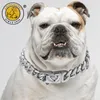 Hundhalsar Silver Metal Dogs Collar med massivt spänne rostfritt stål Länkkedja 18K Guldhalsband för små medelstora stora produkter