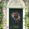 Couronne de fleurs décoratives patriotique, pour porte d'entrée, couronnes d'arcs, décorations de 10 pouces, drapeau du jour commémoratif des anciens combattants