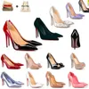 Red High Heels Shoes 8Cm 10Cm 12Cm Wedding Pumps Shiny Pointed Toe Sole Nude Black Leather Lady Classics Women With Box