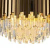 Lustres de lustre moderno lustre de cristal para sala de estar dourado aço inoxidável christal lâmpada quarto decoração de refeições penduradas luminárias
