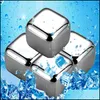 Ice Buckets And Coolers Polishing Ice Blocks Stainless Steel Icecube Square Reusable Hollow Metal Stone Fruit Juice Beers Wines Cool Dhd5S