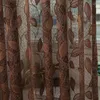Curtain Fashion Floral Style Leaves Jacquard Design Tulle Curtains For Kitchen Balcony Bedroom Living Room Decor
