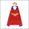 Traje Tema 70X70Cm Dupla Face Satin Cartoon Cosplay Costumes Atacado 30 Figuras Superhero Capes Masks Set Kids Halloween Chri Dhibr