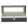 Watch Boxes Large 6 Slot Display Case Box Jewelry Bracelet Storage With Clear Top For Shop Store