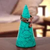 Jewelry Pouches TUMBEELLUWA Blue Green Howlite Turquoise Ring Display Stone Stand Desktop Ornaments Home Decoration