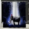 African Shower Curtain Cute Funny Elephant Non-Slip Rugs Toilet Lid Cover Bath Mat Carpet Set Bathroom Curtains with 12 Hooks 220429