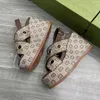 2022 Fashion Dames Sandalen Luxe Designer Dames Heren Gekleurde Canvas Letters Hoge Hak Platform Casual Sandalen Grote 35-41