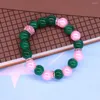 Bracelet Qualité Made Stretch Rose Vert Perles De Verre Sororité Signe Bracelets Pour Cadeau