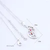 Pendant Necklaces Fashion Silver Plated Bohemia Women Birthday Party Red Fire Opal Leather Cord Rope Chain Necklace OP044