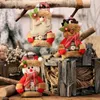 Décorations de noël arbre ornements tissu à carreaux père noël petite table poupées décor de fête de noël cadeau pour enfants jouet décoration pour la maison