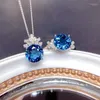 Collier Boucles D'oreilles Ensemble Motif Argent Couleur Pendentif Incrustation Ronde Zircon Charme Anneau De Fleur Pour Les Femmes De Mariage Saint Valentin Gi