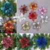 Christmas Decorations 10PCS Glitter Artificial Poinsettia Flowers Xmas Tree Decor For Home Party 2023 Navidad Year Ornament