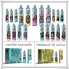 Original RandM Tornado 7000 Puffs Disposable Vape Pen Electronic Cigarettes 14ml Pod 25 colors Mesh Coil Glowing Colors Rechargeable Air-adjustable 0% 2% 3% 5% 10 pack bar