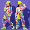 Scene Wear Hip Hop Clothing Multicolor Sweatshirt Casual Pants For Girls Jazz Ballroom Dancing Clothes Outfits Colorful Rave