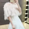 Wraps 2022 Ostrich Feather Women White Bridal Capes Cloak Faux Fur Winter Autumn Wedding Wrap Shawl Bride Coat