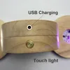 Lamphållare Touch Chargeble Wood Base Holder For Crystal Sphere USB Night Light Diy LED Mineral Salt Accessories