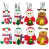 Christmas Santa Claus Knifes Forks Bag Xmas Reunion Dinner Silverware Holders Pockets Pouch Snowman Elk Xmas Party Decoration