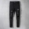 Jeans Homme Classique Hip Hop Pantalon Styliste Distressed Ripped Biker Jean Slim Fit Moto Denim Hj1