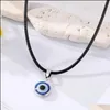 Подвесные ожерелья моды цвета 10 -миллиметровые глаза подвесные галстуркирские глазные ожерелья PU Ожерелья клавицель для женщин -ювелирных изделий Deli Dhx59