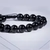 Strand Personlig obsidianarmband handgjorda pärlstavar Justerbar längd Bangle S för män XRQ88