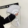 Akşam çantası yeni yaz kadın çanta Çin tarzı katlanır fan omuz kadın moda zinciri crossbody cüzdanı pu deri s bayanlar y220802