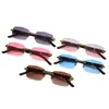 Sunglasses Luxury Rimless Square Men Brand Designer Frameless Gradient Sun Glasses Women Fashion Vintage Wooden