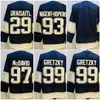 Man buz hokeyi ters retro 97 Connor McDavid Jersey 99 Wayne Gretzky 29 Leon Draisaitl 93 Ryan Nugent-Hopkins boş dikiş iyi takım mavi beyaz turuncu spor üniforma