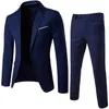 Tute da uomo Primavera 2 pezzi Blazer classici Completi da uomo Blazer da lavoro Pantaloni Tute Set da festa di nozze autunnale