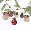 Christmas Decorations 3pcs Balls Ornament Red Plaid Snowflake Printed Xmas Tree Hanging Pendant Hoilday Party Year Home Decoration