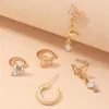 Kolczyki Hoop 5pcs Cute Butterfly Set for Women Crystal Opal Circle Klip na brak przebitych biżuterii boho