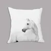 Cojín de asiento de caballo blanco Animal, funda de almohada de felpa, cojín decorativo de 45x45cm sin relleno para sofá, decoración del hogar 220507