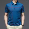 Polo da uomo T-shirt da uomo Summer Thin Breath Plaid T-shirt a maniche corte Maschile Business Casual Colletto rovesciato Abbigliamento slim