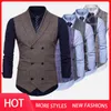 Herrv￤star 2022 tweed kostym m￤n v￤st rutig ￤rml￶s jacka f￶r v￤st vintage m￤n med lapel gilet homme dr￤kt