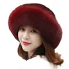 Berets Winter Fauant Fur Fur Hat القبعة الموضة للنساء 2022 قبعات دافئة في الهواء الطلق هدايا عيد الميلاد Gorros Invierno Mujer