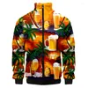 Men's Jackets Hip Hop Casual Hawaiian Beer Coconut Tree College Mens Color Block Harajuku Bomber Jacket Women Baseball Coats Dropship