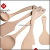 Cooking Utensils Wood Spoon Spata Eco Friend Wooden Kitchen Utensil Scoop Cooking Fry Mixing Shovels Long Handle Baking Spoons 53 P2 Dhk4X