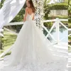 Abito da sposa elegante in tulle di pizzo sexy 2022 Abito da sposa senza schienale con scollo a cuore da donna