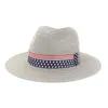 Wide Brim Hats 2022 Summer Paper Straw Sun Men Women British Style Jazz Fedora Beach Hat With US Flag Ribbon