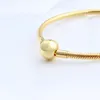 Yellow Gold Plated Round Clasp Charm Armband med originalbox f￶r Pandora Real Sterling Silver Party Jewelry for Women Girls Snake Chain Charms Armband