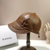 Visors 2022 Hats For Women Autumn PU Leather Baseball Cap Fashion Wild Equestrian Retro Peaked Foldable Sun Hat Tide